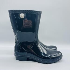 UGG Boots Womens 9 Black Rubber Sienna Glossy Mid Calf Rain Waterproof Shoes